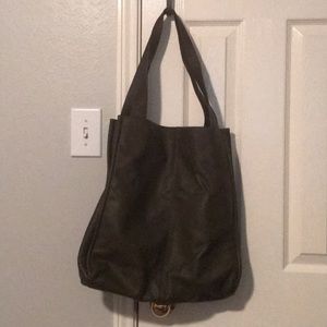 Margot olive handbag, large leather tote